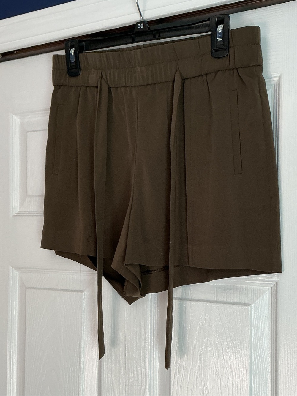 Dynamite Olive Brown High-Waist Drawstring Shorts